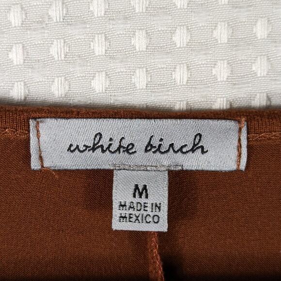 White Birch M Brown Long Sleeve Babydoll Tunic Dress Keyhole Neck Stretch Fall - Picture 2 of 4